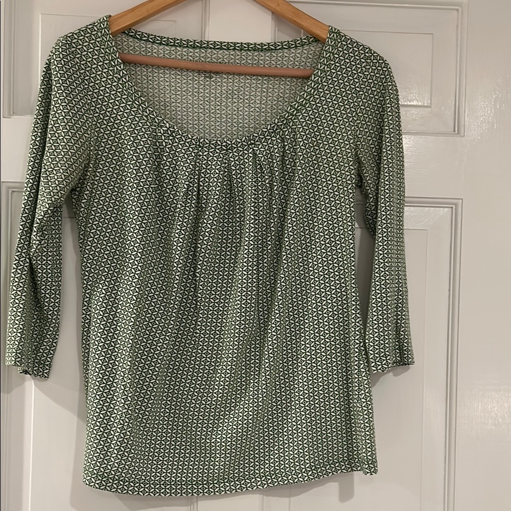 Banana Republic Patterned Long Sleeve Top - Green